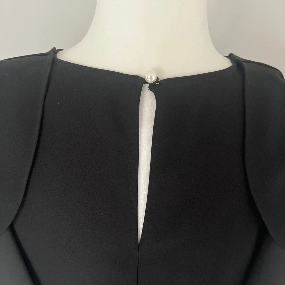 Kate Spade Black Cold Shoulder Crepe Dress Sz L *L